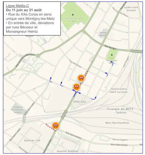 Rue du XXe Corps : travaux et circulation