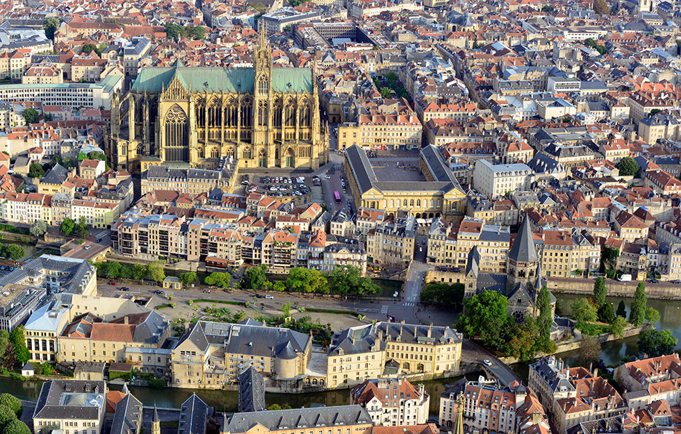 Vue aérienne de la ville de Metz