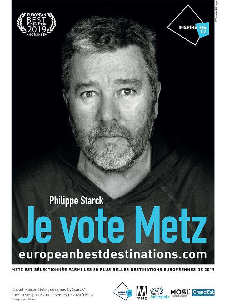 Avec le soutien et la participation de Philippe Starck ainsi qu’une mobilisation inédite des acteurs locaux, Metz s’est classée dans le top 5, à la 4ème place, des plus belles destinations d’Europe de 2019.